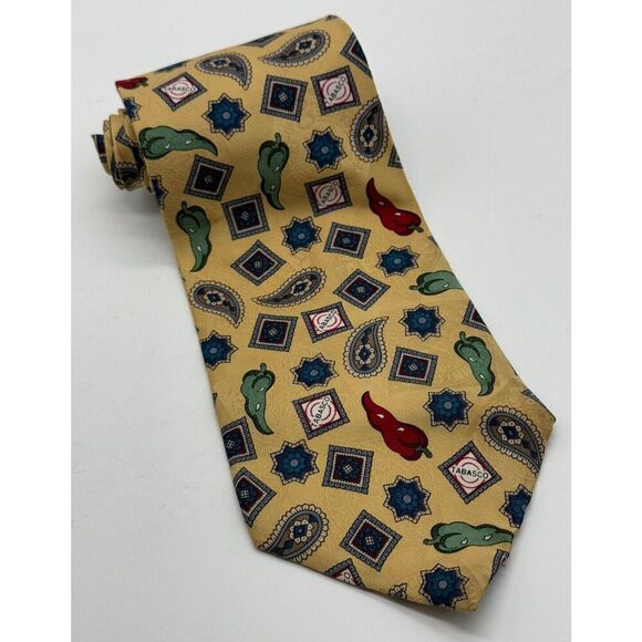 Tabasco Brand Hot Sauce Ties All Silk Novelty Necktie 4" wide - Picture 1 of 6